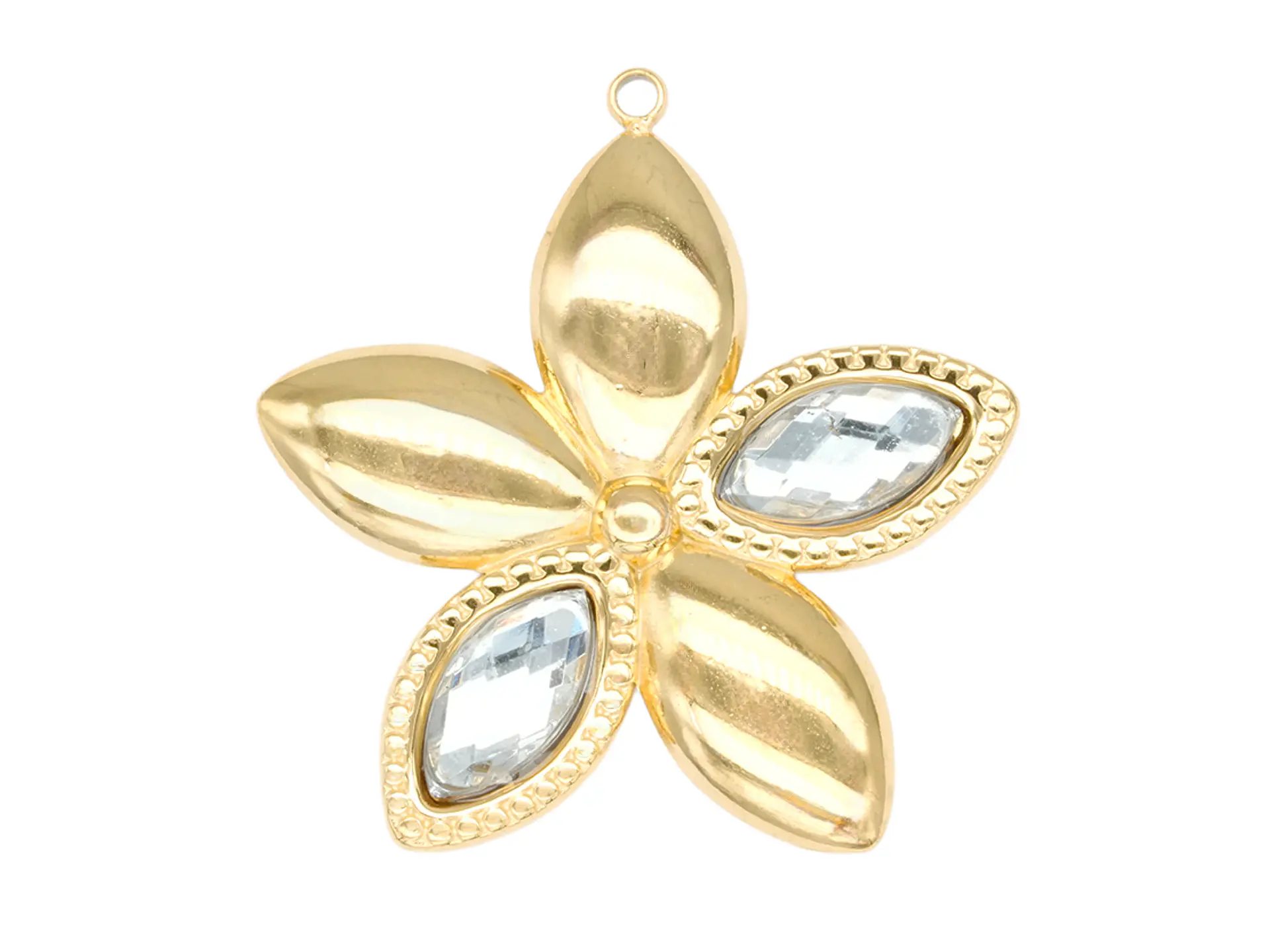 ACERO DORADO DIJE FLOR ZIRCON 30*30MM 1