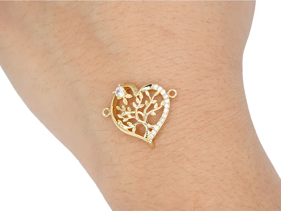 RODIO DORADO CENTRO CORAZON ARBOL VIDA ZIRCON 17*21MM 2