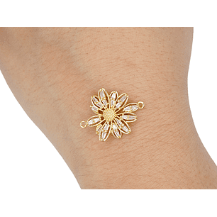 RODIO DORADO CENTRO GIRASOL ZIRCON 18*20MM