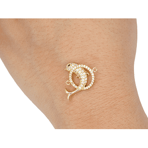 RODIO DORADO CENTRO DELFIN CIRCULO ZIRCON 15*22MM
