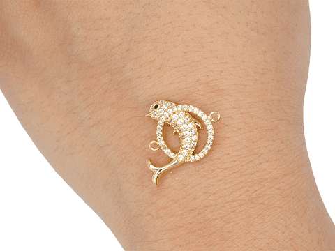 RODIO DORADO CENTRO DELFIN CIRCULO ZIRCON 15*22MM
