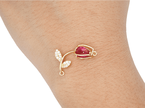 RODIO DORADO CENTRO TULI PAN FUCSIA 22*11MM