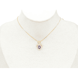 RODIO DORADO DIJE CORAZON ZIRCON ROSADO 19*13MM