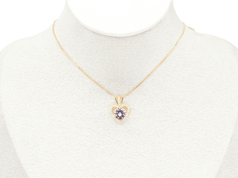 RODIO DORADO DIJE CORAZON ZIRCON ROSADO 19*13MM