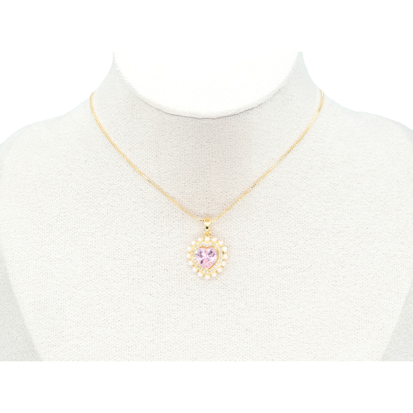 RODIO DORADO DIJE CORAZON PERLA ZIRCON ROSADO 18*16MM 2