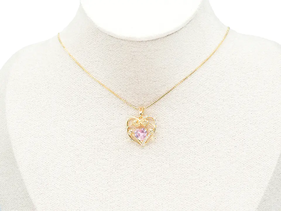 RODIO DORADO DIJE CORAZON ROSAS ZIRCON ROSADO 18*18MM 2