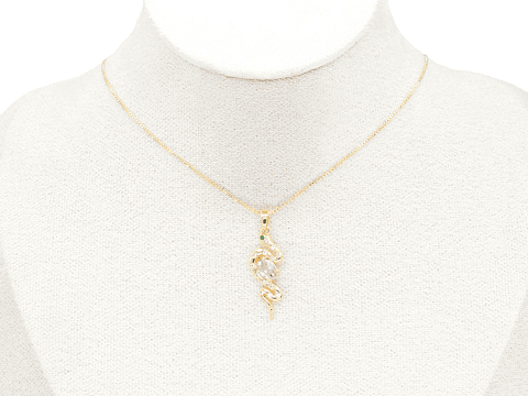 RODIO DORADO DIJE SERPIENTE ZIRCON ROSADO 27*10MM