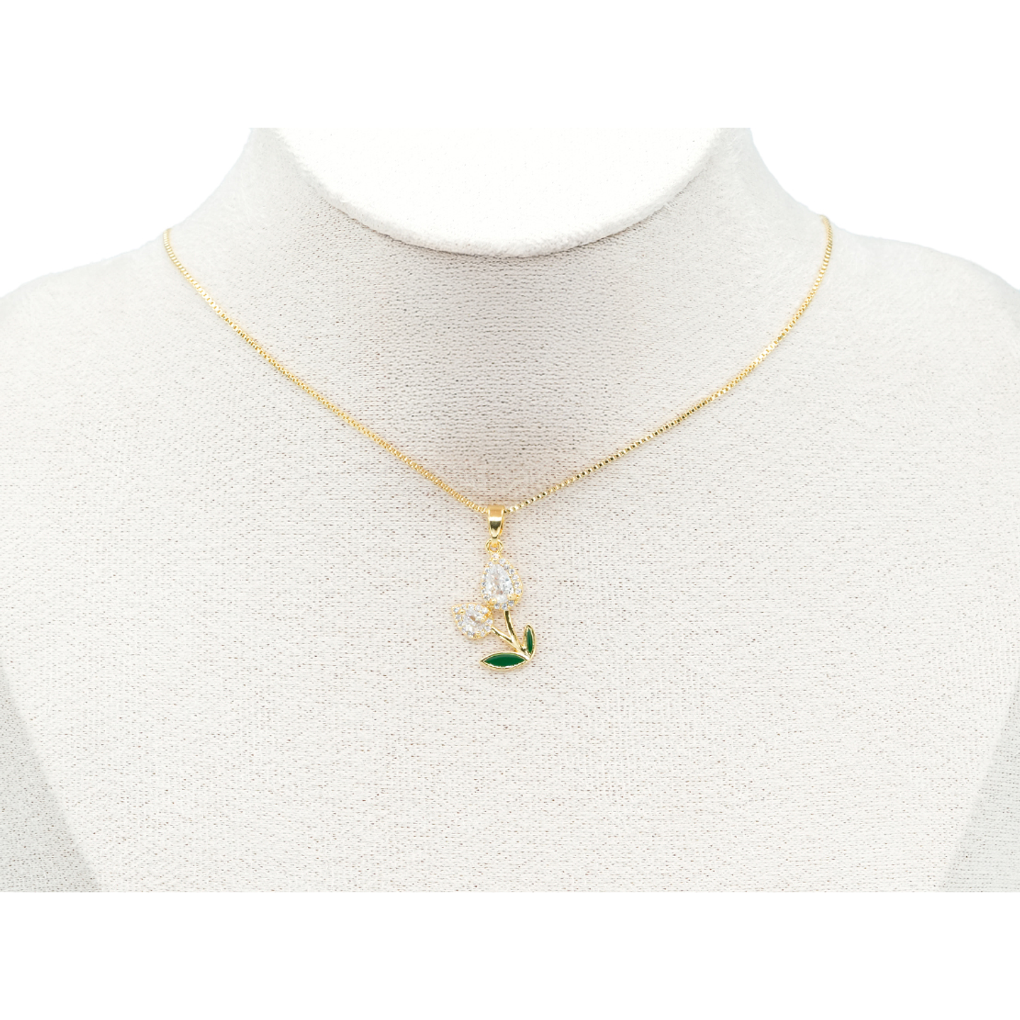 RODIO DORADO DIJE TULIPAN DOBLE ZIRCON 20*12MM 2