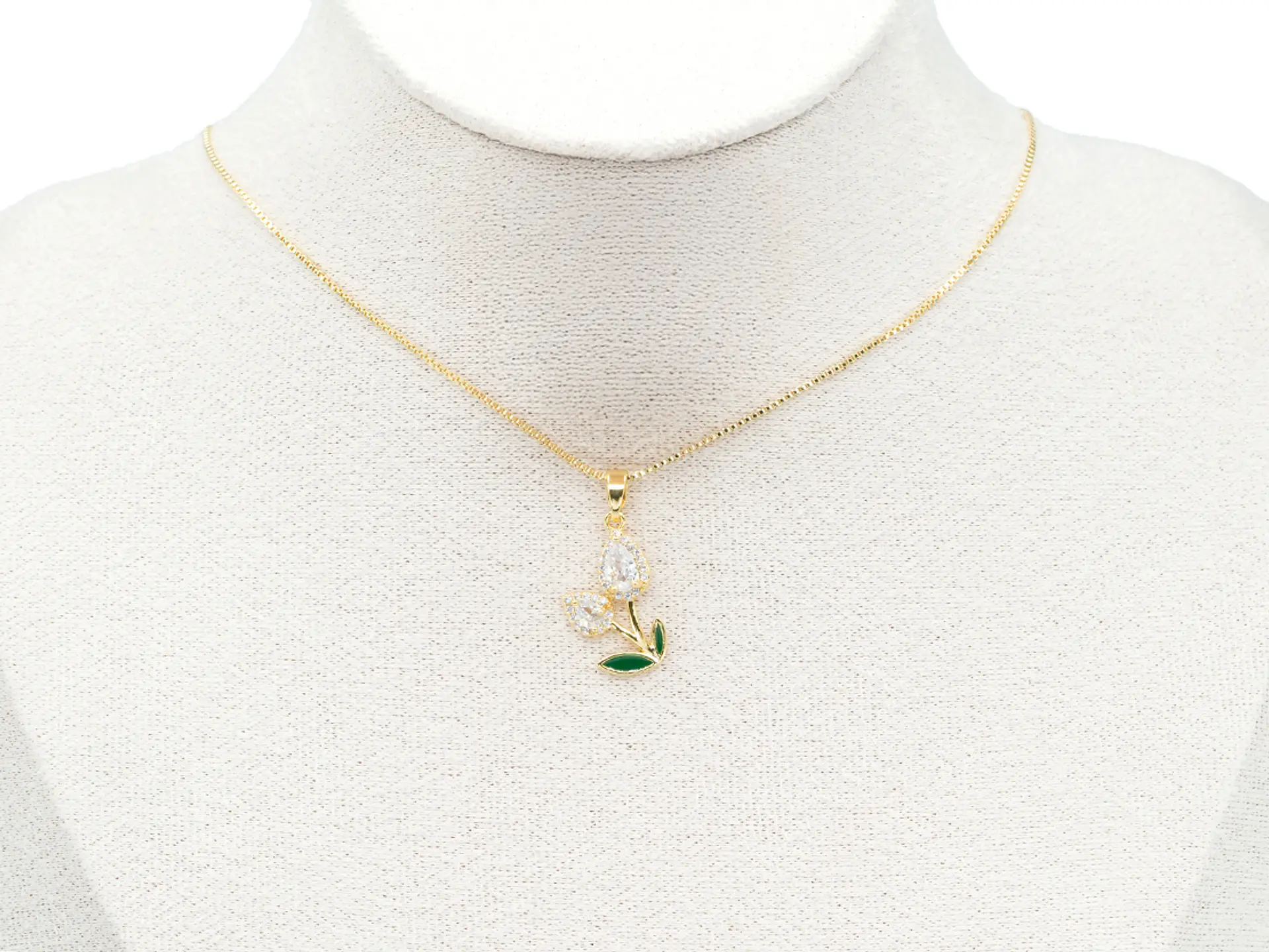 RODIO DORADO DIJE TULIPAN DOBLE ZIRCON 20*12MM 2