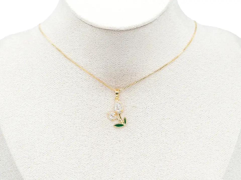 RODIO DORADO DIJE TULIPAN DOBLE ZIRCON 20*12MM 2