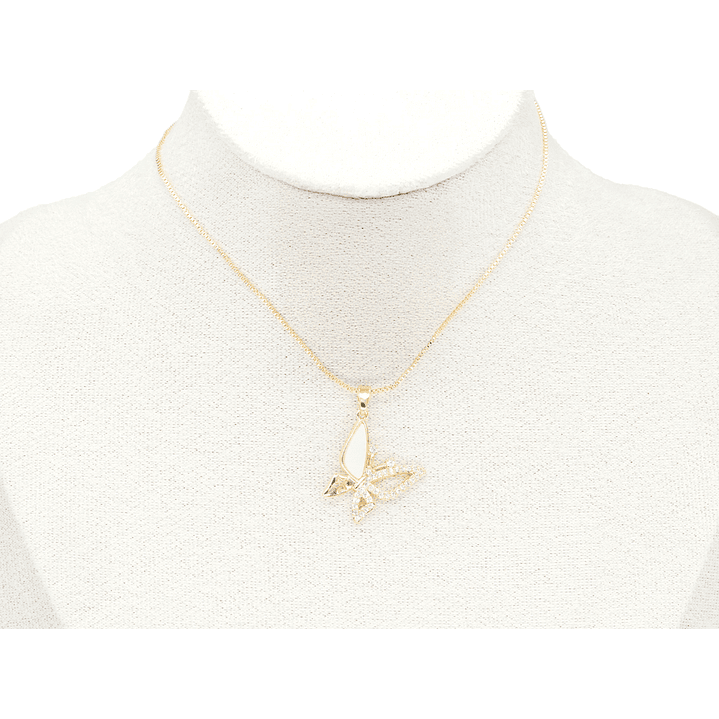 RODIO DORADO DIJE MARIPOSA NACAR ZIRCON 19*19MM 2