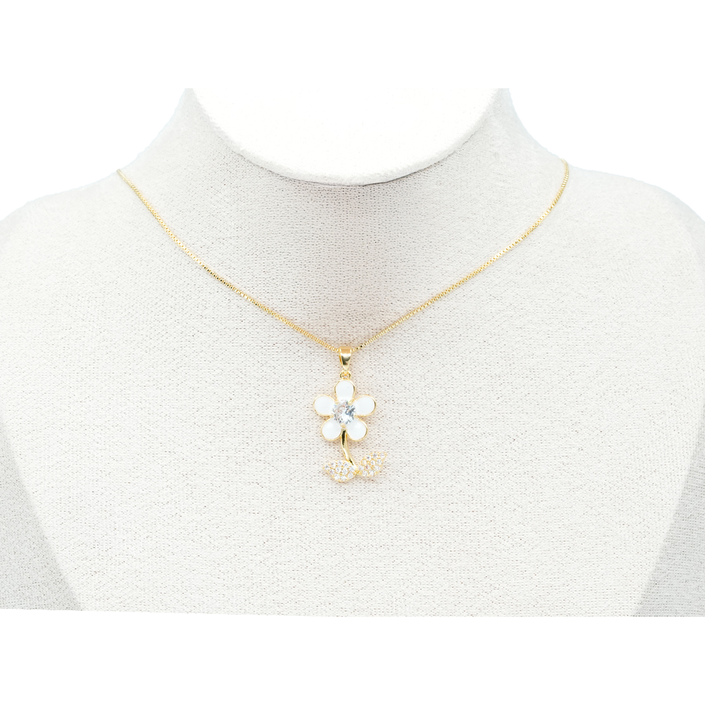 RODIO DORADO DIJE MARGARITA BLANCA ZIRCON 24*14MM 2