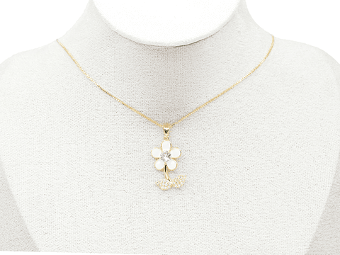 RODIO DORADO DIJE MARGARITA BLANCA ZIRCON 24*14MM