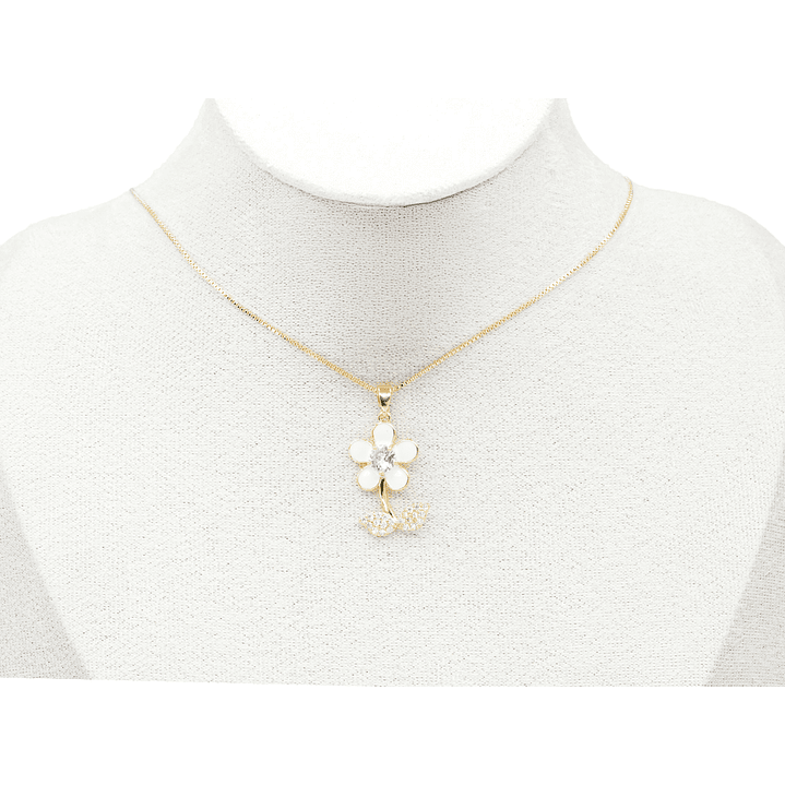 RODIO DORADO DIJE MARGARITA BLANCA ZIRCON 24*14MM 2