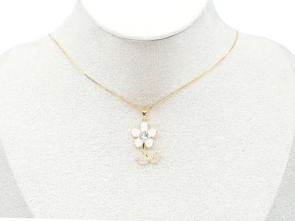 RODIO DORADO DIJE MARGARITA BLANCA ZIRCON 24*14MM 2