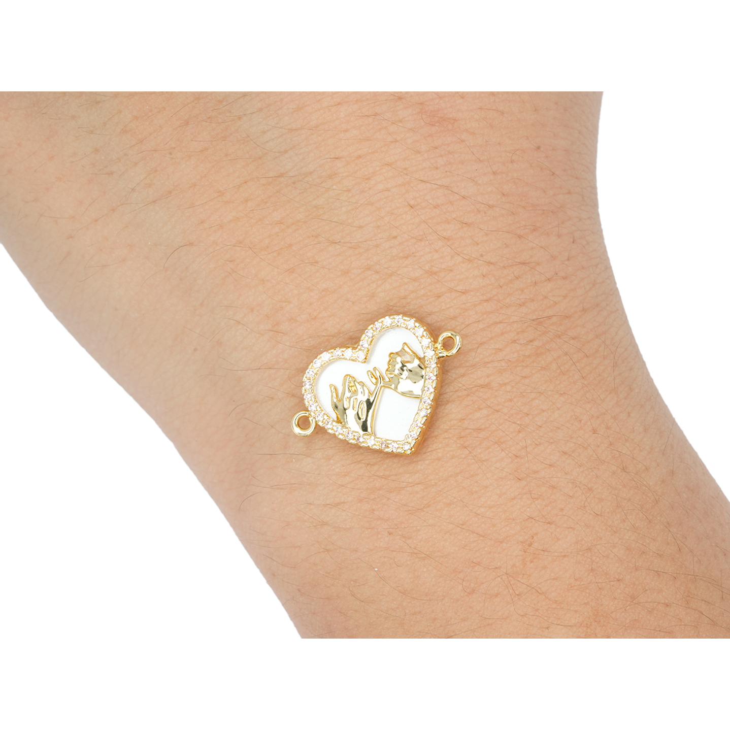 RODIO DORADO CENTRO CORAZON MEÑIQUE NACAR ZIRCON 15*14MM 2