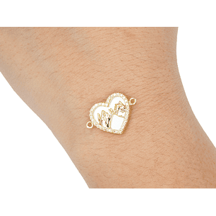 RODIO DORADO CENTRO CORAZON MEÑIQUE NACAR ZIRCON 15*14MM