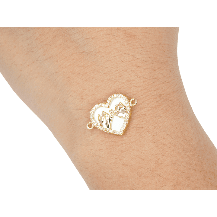 RODIO DORADO CENTRO CORAZON MEÑIQUE NACAR ZIRCON 15*14MM 2