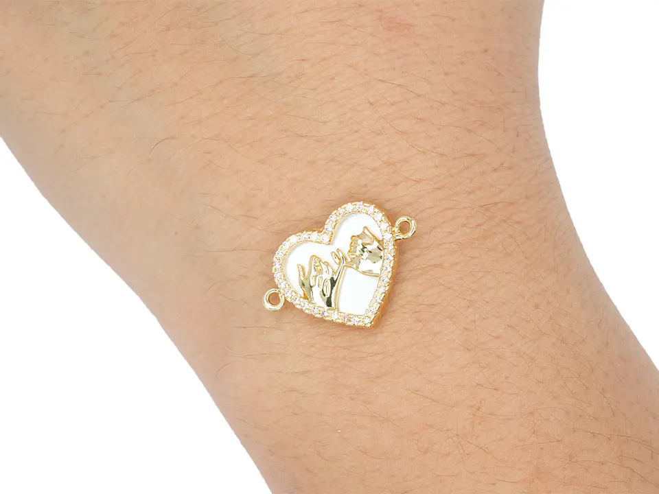 RODIO DORADO CENTRO CORAZON MEÑIQUE NACAR ZIRCON 15*14MM 2