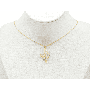 RODIO DORADO DIJE CORAZON DOS ZIRCON 25*17MM