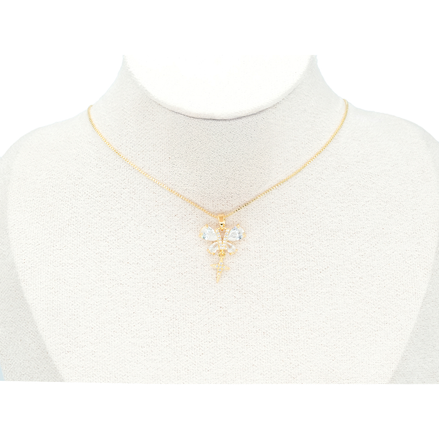 RODIO DORADO DIJE MARIPOSA ESTRELLA ZIRCON 11*18MM 2