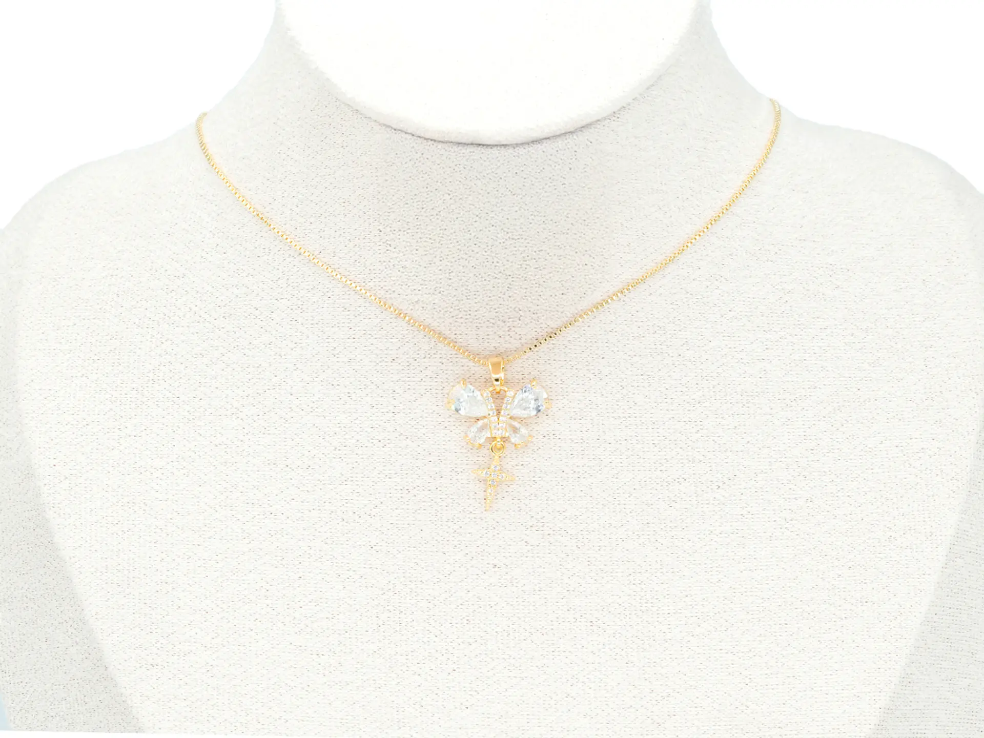 RODIO DORADO DIJE MARIPOSA ESTRELLA ZIRCON 11*18MM 2