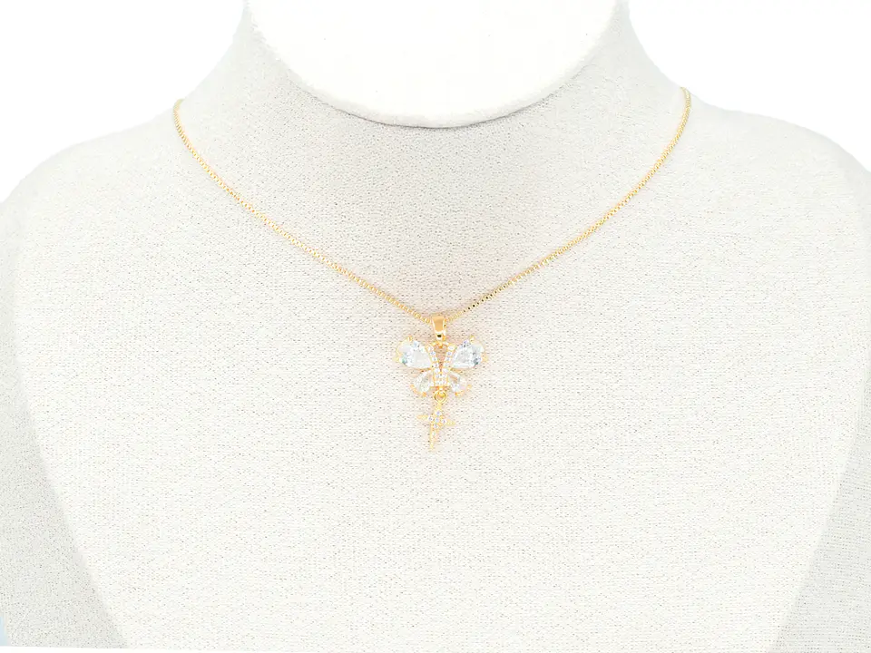 RODIO DORADO DIJE MARIPOSA ESTRELLA ZIRCON 11*18MM 2