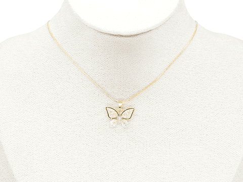 RODIO DORADO DIJE MARIPOSA BORDE NEGRO ZIRCON 12*18MM