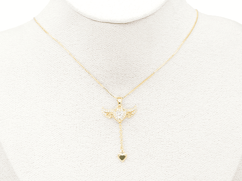 RODIO DORADO DIJE ALAS DE ANGEL CORAZON ZIRCON 40*20MM