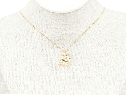 RODIO DORADO DIJE CORAZON LAGRIMA ZIRCON 14*16MM