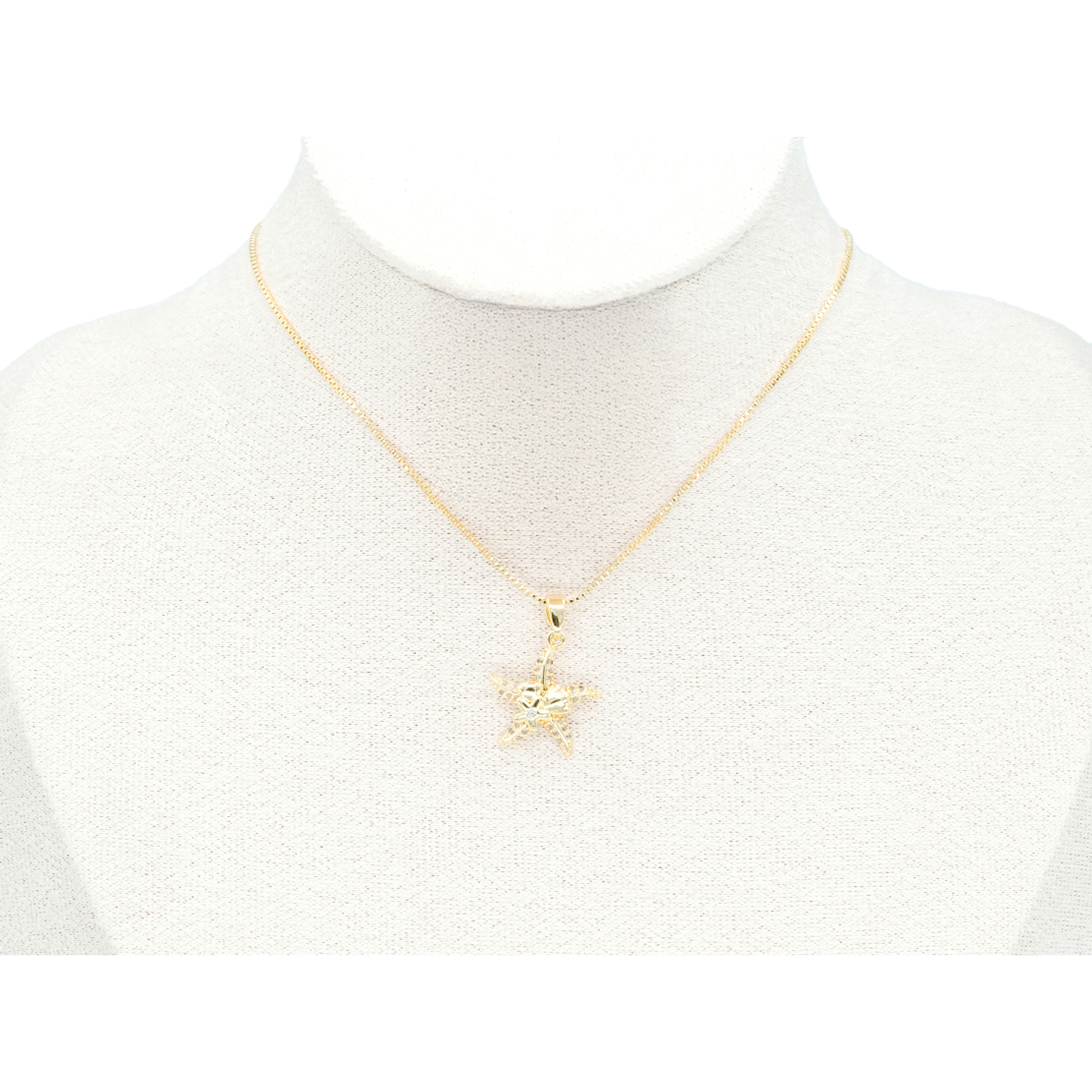 RODIO DORADO DIJE ESTRELLA DE MAR ZIRCON 18*16MM 2