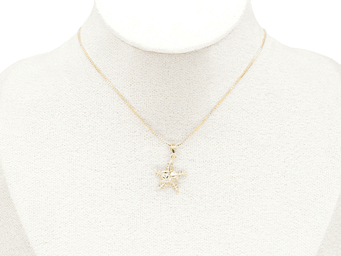 RODIO DORADO DIJE ESTRELLA DE MAR ZIRCON 18*16MM