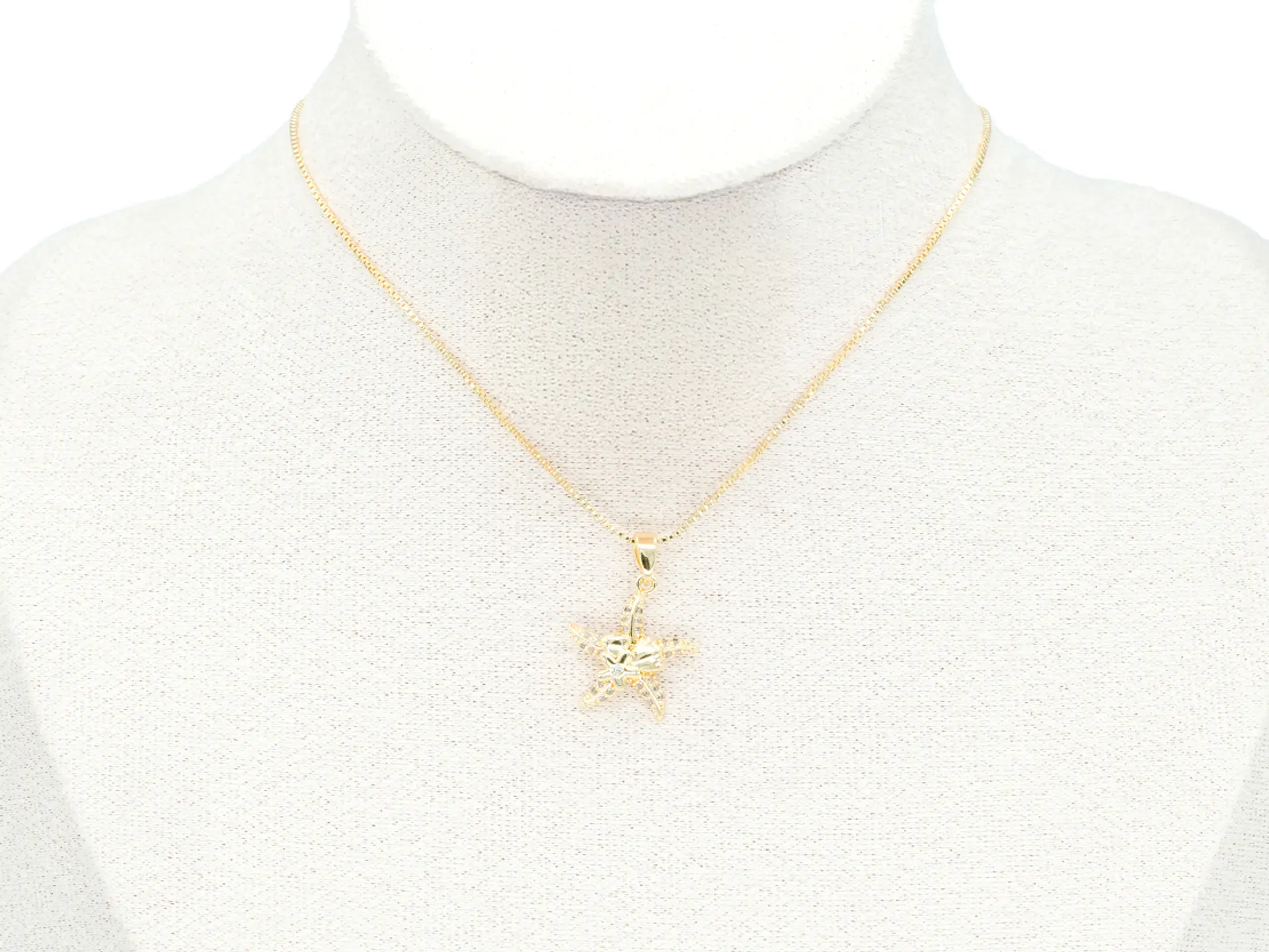 RODIO DORADO DIJE ESTRELLA DE MAR ZIRCON 18*16MM 2