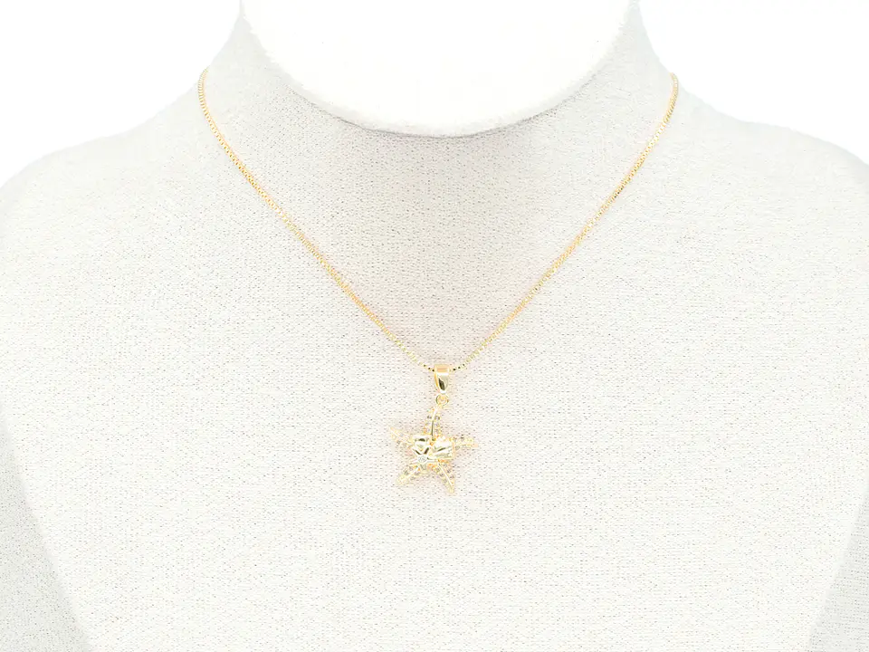 RODIO DORADO DIJE ESTRELLA DE MAR ZIRCON 18*16MM 2