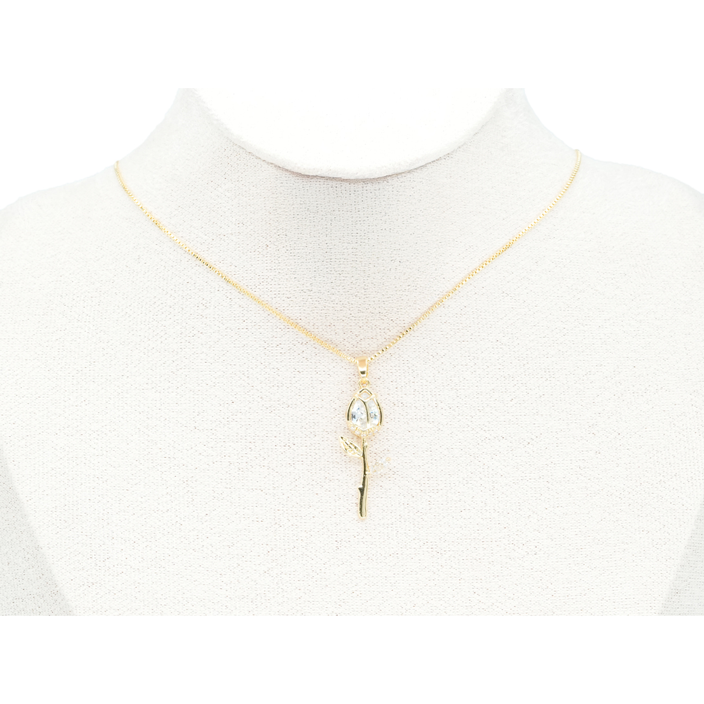 RODIO DORADO DIJE TULIPAN ZIRCON 30*10MM 2