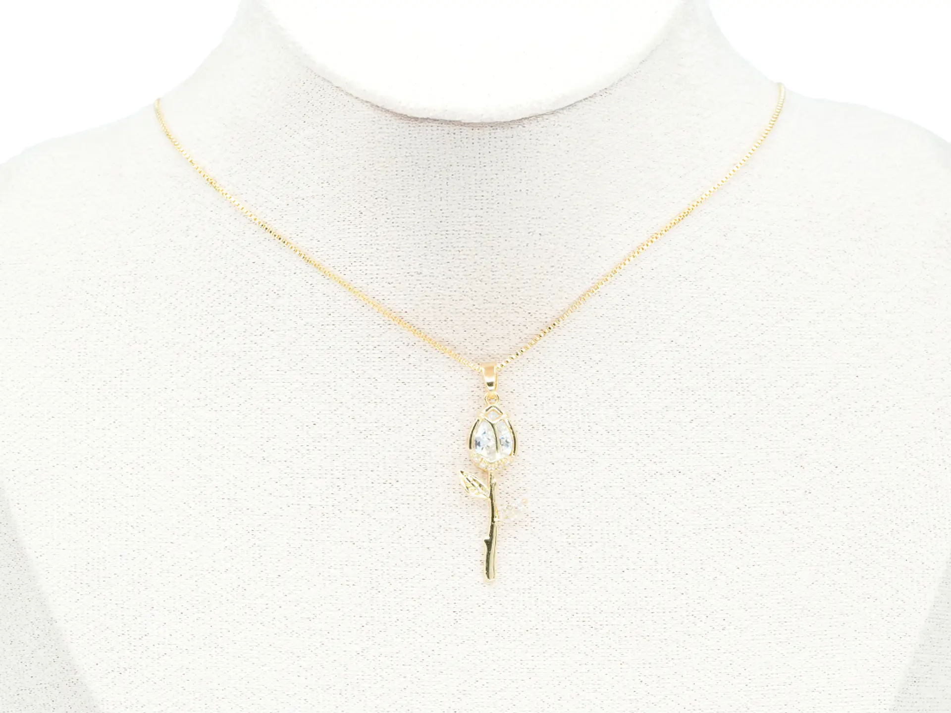 RODIO DORADO DIJE TULIPAN ZIRCON 30*10MM 2