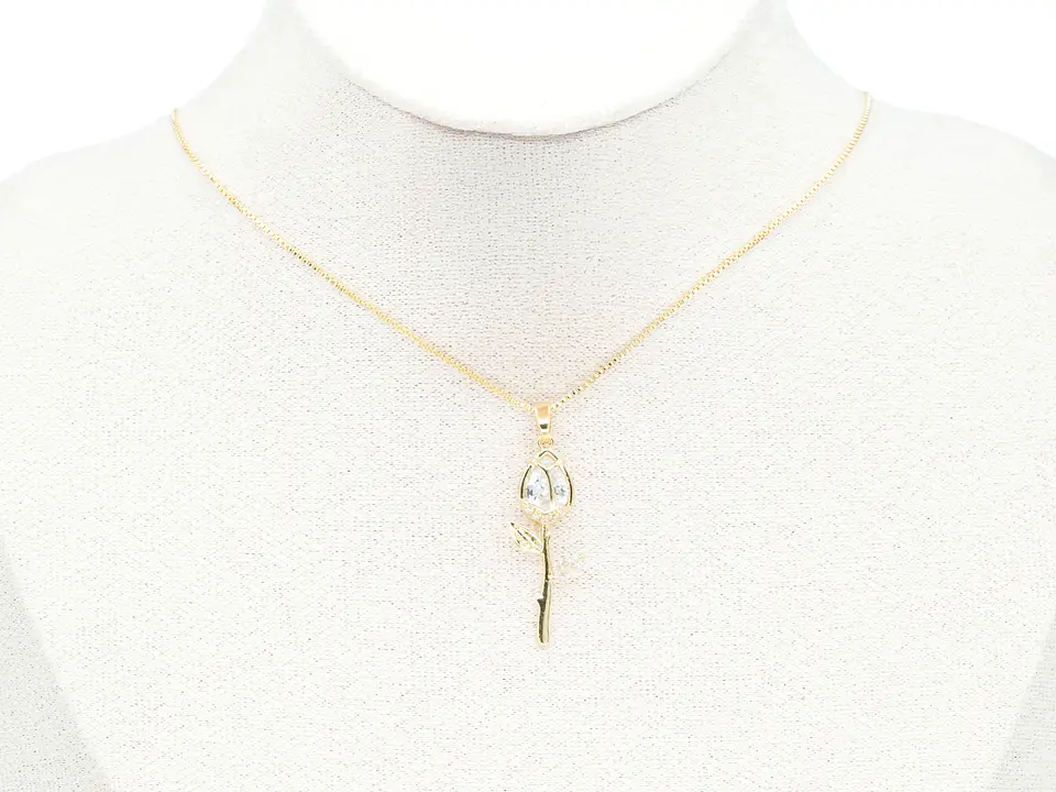 RODIO DORADO DIJE TULIPAN ZIRCON 30*10MM 2