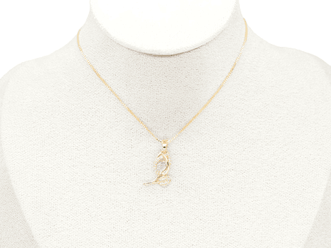 RODIO DORADO DIJE TULIPAN ZIRCON ROSADO 20*10MM