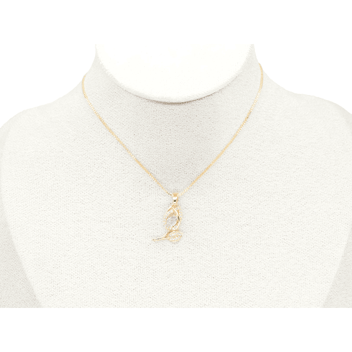 RODIO DORADO DIJE TULIPAN ZIRCON ROSADO 20*10MM 2