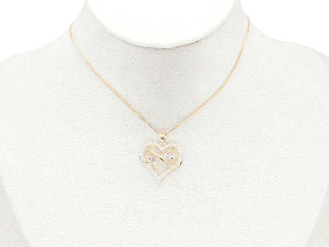 RODIO DORADO DIJE CORAZON INFINITO ZIRCON ROSADO 20*20MM