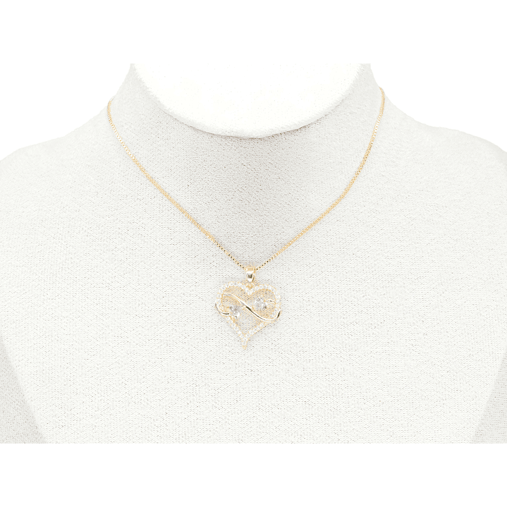 RODIO DORADO DIJE CORAZON INFINITO ZIRCON ROSADO 20*20MM 2