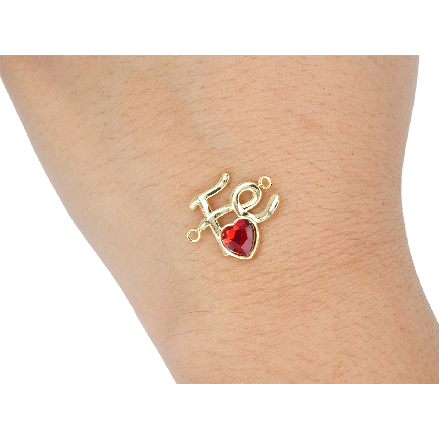 RODIO DORADO CENTRO FE CORAZON ROJO ZIRCON 15*15MM 2