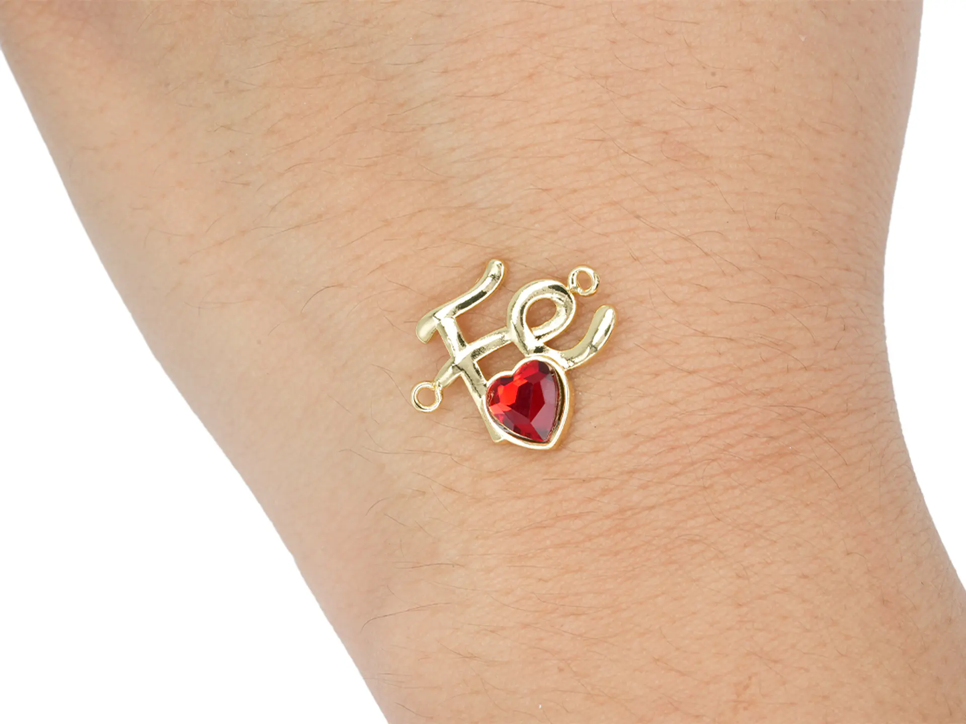 RODIO DORADO CENTRO FE CORAZON ROJO ZIRCON 15*15MM 2
