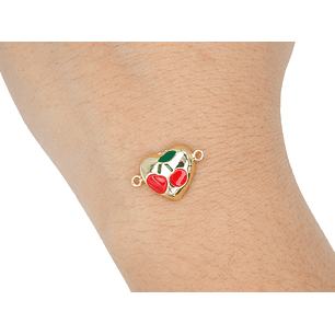 RODIO DORADO CENTRO CORAZON CEREZA 13MM