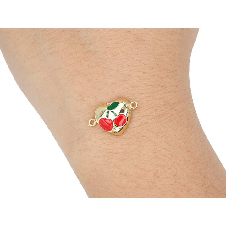 RODIO DORADO CENTRO CORAZON CEREZA 13MM 2