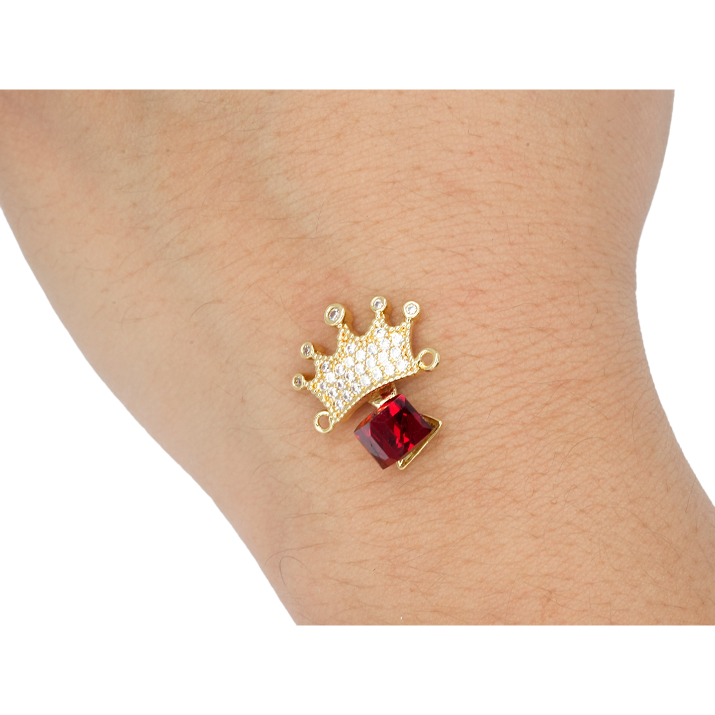 RODIO DORADO CENTRO CORONA CUBO ROJO ZIRCON 17*21MM 2