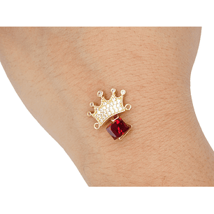 RODIO DORADO CENTRO CORONA CUBO ROJO ZIRCON 17*21MM