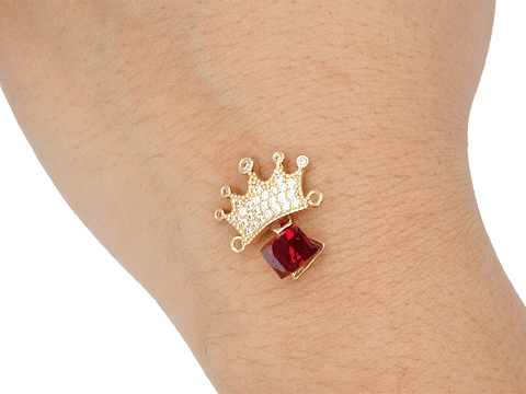 RODIO DORADO CENTRO CORONA CUBO ROJO ZIRCON 17*21MM