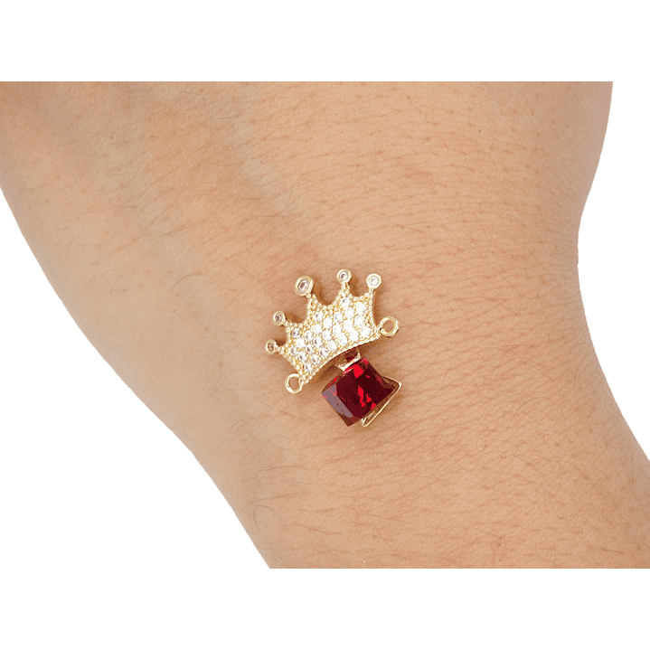 RODIO DORADO CENTRO CORONA CUBO ROJO ZIRCON 17*21MM 2