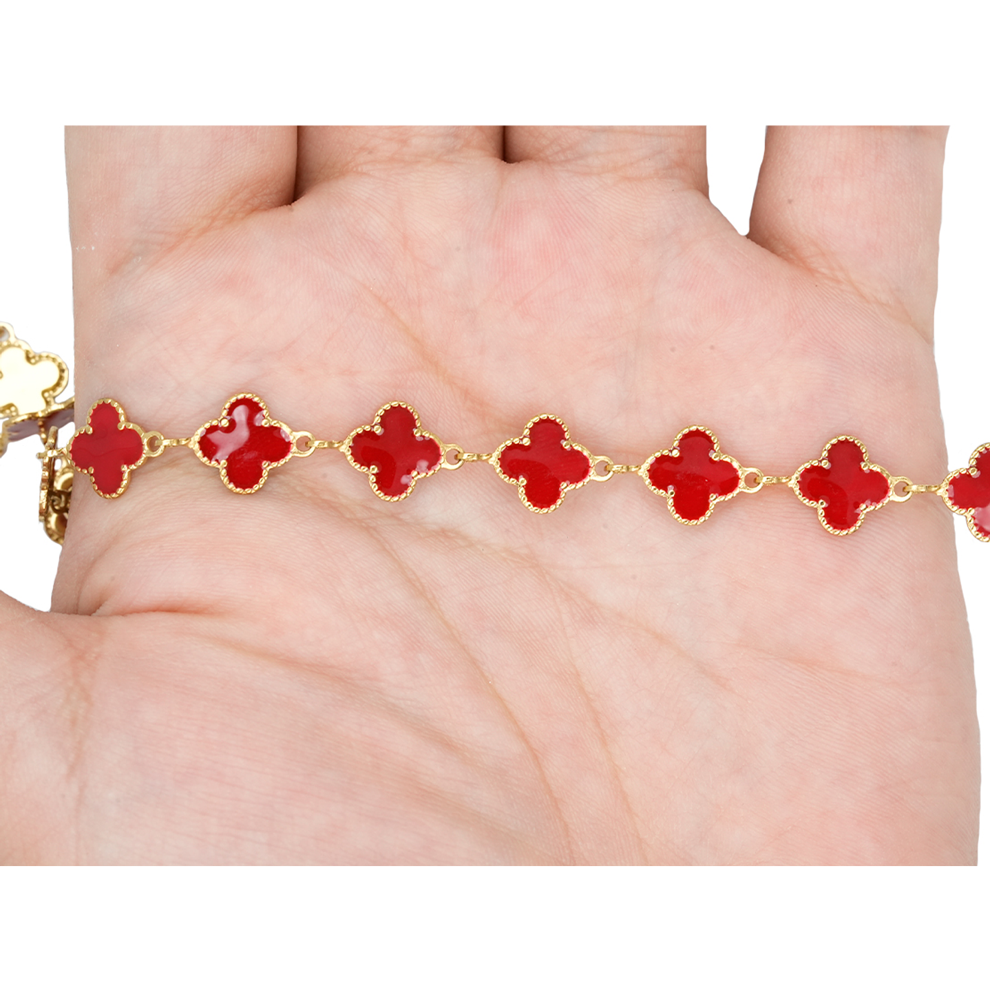 ACERO DORADO CADENA VAN CLEEF ROJO 11MM 2